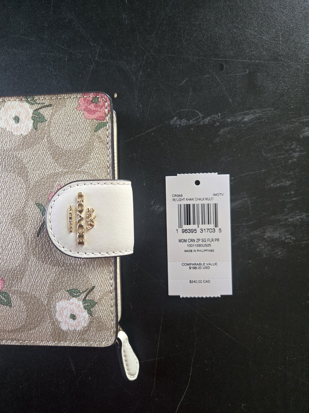 Coach Chalk/Khaki Floral Zip Card & Phone Wallet